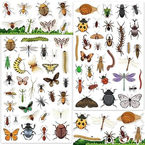 LINAYE 24 Sheets Insect Stickers for Kids Boys Girls, 780 Counts Bug Stickers for Scrapbooking,Water Bottles,Envelopes,Laptop