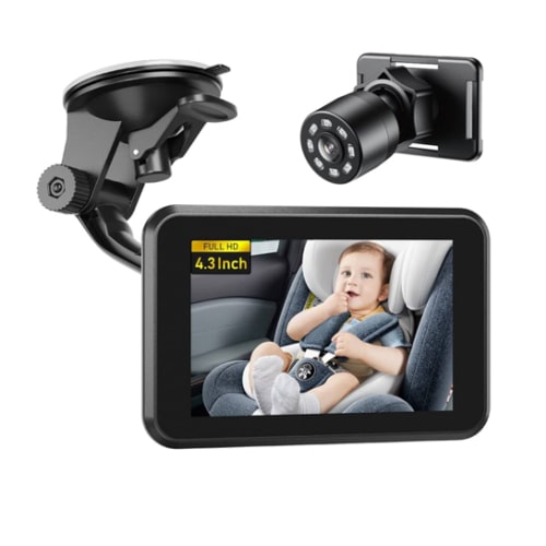 Itomoro Baby Car Camera, 4.3" HD Night Vision Car Baby Monitor with Camera, Safety Seat Baby Car Mirror for Rear Facing 5 Mins Easy Installation ACZ401