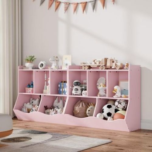 Cubby Shelves with Storage Bins, Toy Organizer and Bookshelf with 3 Compartments for Playroom and Bedroom