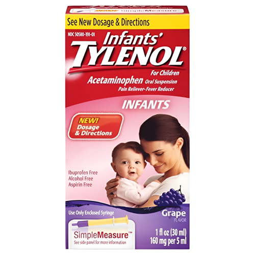 TYLENOL Infants Pain Reliever Fever Reducer Oral Suspension Grape Flavor 1 oz