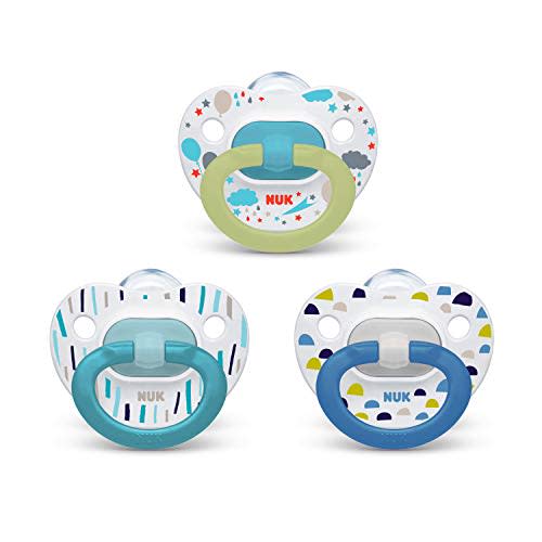 NUK Orthodontic Pacifier Value Pack, Boy, 0-6 Months (Pack of 3)