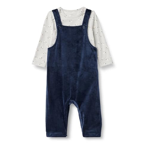 Amazon Essentials baby-girls Velour Overall and Long Sleeve Bodysuit Set