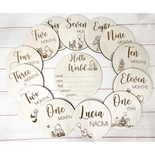 Baby Milestone Disc, Winnie the Pooh, Baby Shower gift , Classic Winnie the Pooh, Baby Monthly Milestones, Birth Announcement