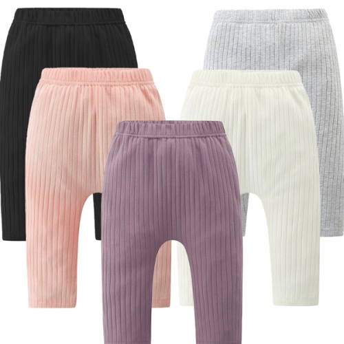Fullfamous Baby and Toddler Girl's 5 Pack Cotton Ribbed Pull On Pants Leggings 0-4 Years
