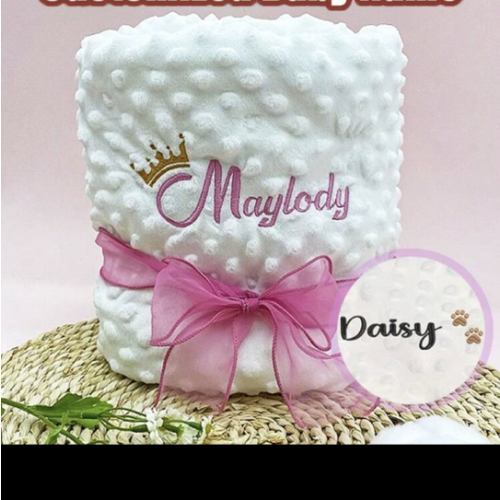1-18 Months Mink Polka Dot Blanket, Personalized Polka Dot Blanket, Dotted Blanket, Baby Blanket, Children's Blanket, Nap Blanket, Embroidered, Customized, Soft Bedding, Helps Sleep, Companionship, Skin-Friendly, Cute,Multi-Functional,Ornamental,Letter,St