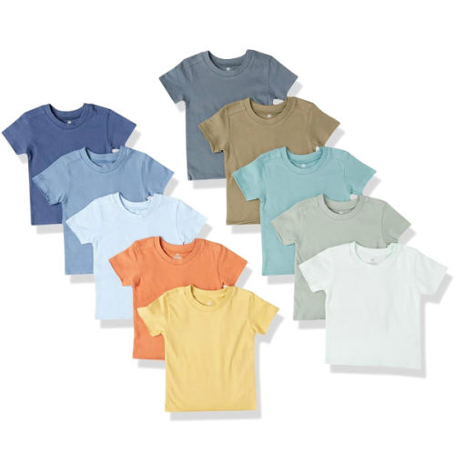 HonestBaby Baby Toddler & Kids' 100% Organic Cotton Short Sleeve T-Shirts (10-Pack)