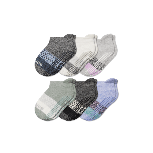 Toddler Tri-Block Gripper Ankle Sock 6-Pack