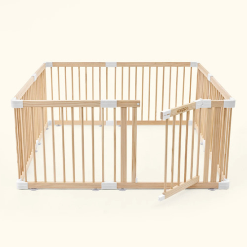 HARPPA Wooden Baby Gate Playpen | Non-Toxic Foldable DIY Adjustable Play Yard for Infants & Toddlers – Natural Finish Baby Fence for Small & Large Spaces