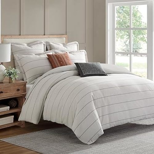 Levtex Home - Leo Stripe Comforter Set - Comforter (68 x 88in.) and One Pillow Case (26 x 20in.) - Cotton