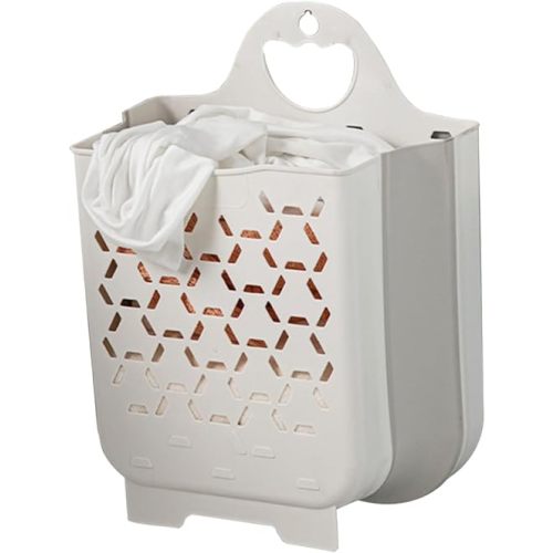 Alipis Foldable Plastic Laundry Hamper for Kids, White, 1 Set