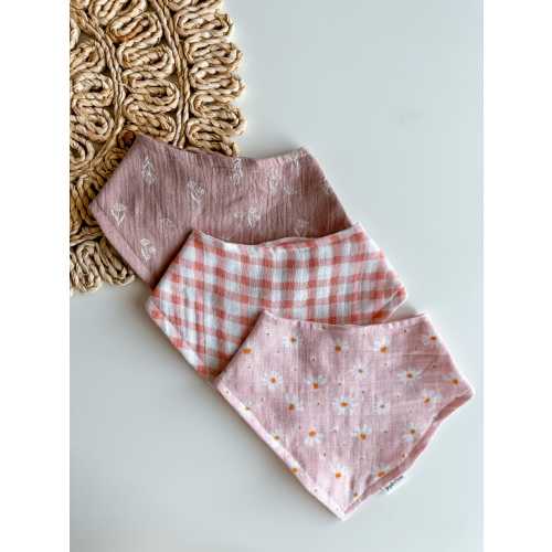 CLEARANCE..Pink baby bibs, baby girl bandana bibs, floral baby bibs