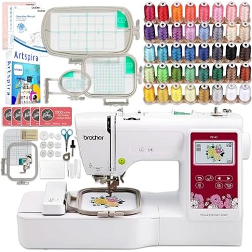 Brother PE545 Embroidery Machine with with 4 Embroidery Hoops, Accessories & 40 Spools of Polyester Embroidery Thead