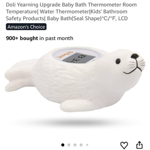 Doli Yearning Upgrade Baby Bath Thermometer Room Temperature| Water Thermometer|Kids' Bathroom Safety Products| Baby Bath(Seal Shape)℃/℉, LCD