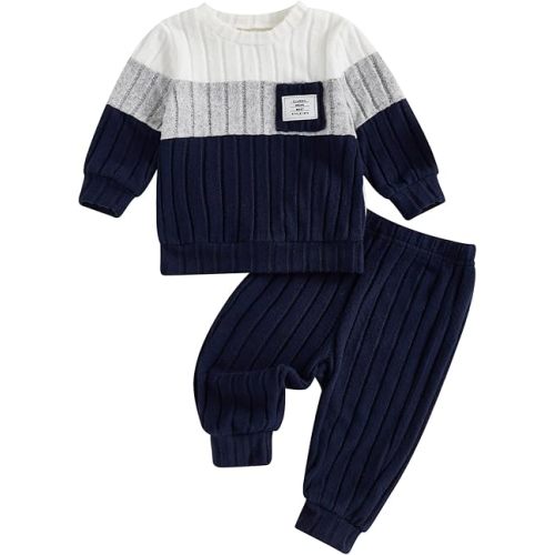 Infant Baby Boys Fall Outfit Pants Sets Long Sleeve 3 6 12 18 24 Months 2 3 T Toddler Boy Pullover Pants