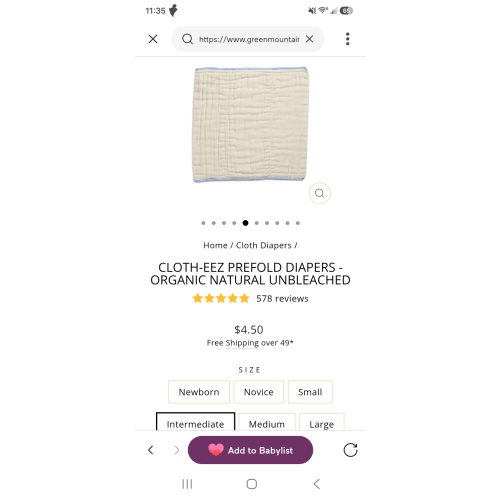 Cloth-eez Prefold Diapers - Organic Natural Unbleached