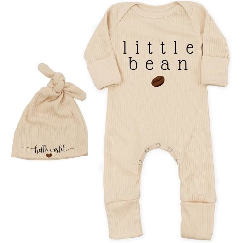 Little Bean Baby Bodysuit Hat - Newborn Fall One-Piece Romper Coming Home Outfit Infant Boy Girls Jumpsuit 0-3 Month