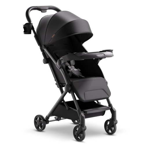 Mompush Lithe V2 Lightweight Stroller with Snack Tray, Newborn Nest Mode, Black, 17.3LB, Unisex