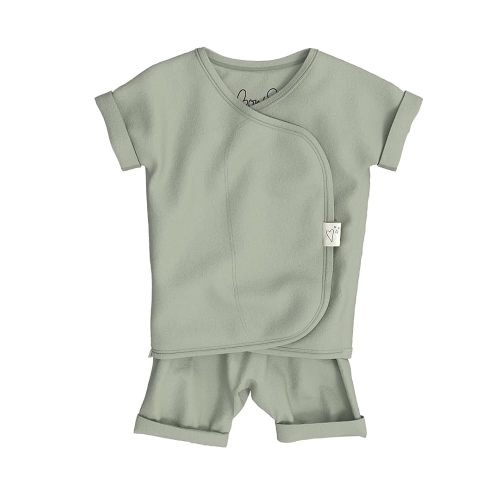 Bonsie Skin to Skin Babywear Romper - Green Baby Footed Romper - Avocado