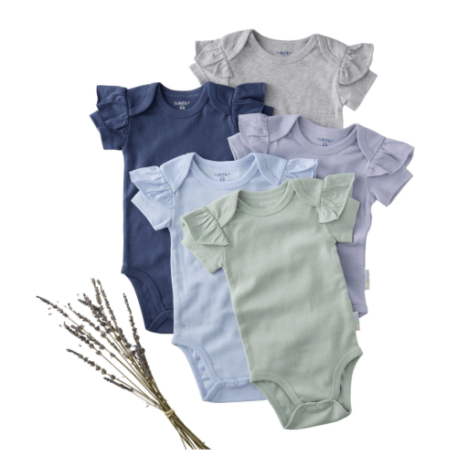 5-Pack Short Sleeve Ruffle Bodysuits in Frost