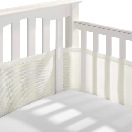 BreathableBaby Breathable Mesh Liner for Full-Size Cribs, Classic 3mm Mesh, Natural Ecru (Size 4FS Covers 3 or 4 Sides)