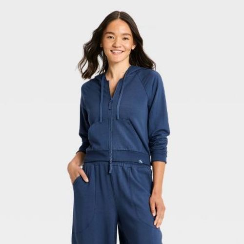 Women's Active Full Zip Hooded Sweatshirt - JoyLab™ Dark Blue L