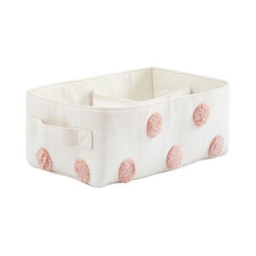 Embroidered Dot Nursery Storage, Divided Bin, Blush