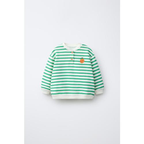 MANDARIN EMBROIDERED SWEATSHIRT - Green | ZARA United States