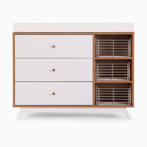 dadada Central Park 3-Drawer Dresser - White/Red Oak