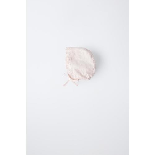 RUFFLED DOTTED MESH BONNET - Pale pink | ZARA United States