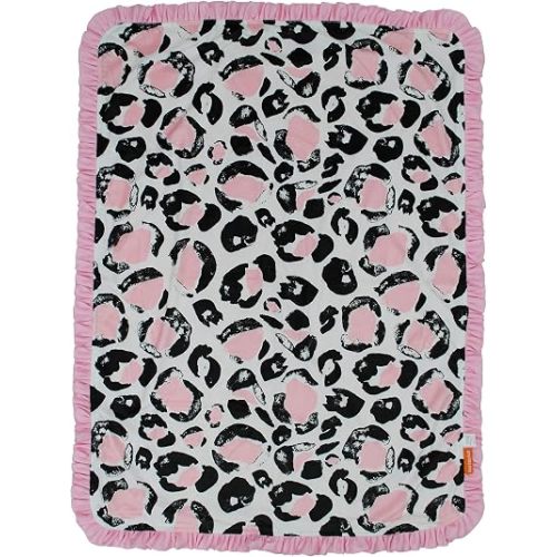 Dear Baby Reversible Blanket - 43x33 Inches - Pink Black Cheetah Pattern