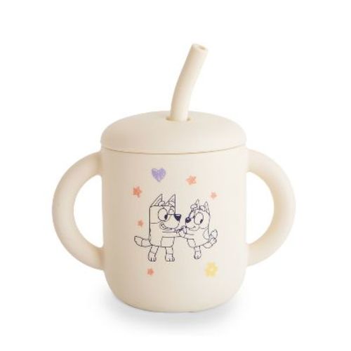 Bluey x Mushie Silicone Training Cup + Straw Bluey Ivory One Size