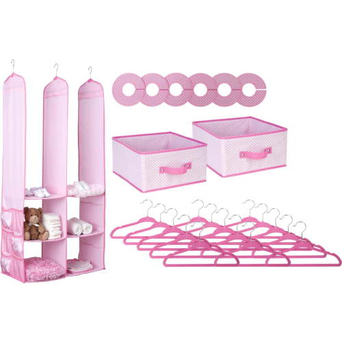 Delta Children 24-Piece Nursery Storage Set, Barely Pink