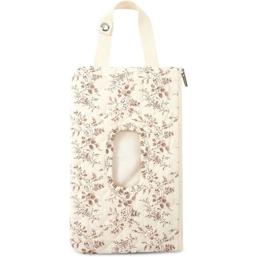 Quilted Baby Diaper and Wipes Pouch Portable Mommy Bag for Stroller Reusable Wipes Pouch with Lanyard for Casual Travel (Beige)