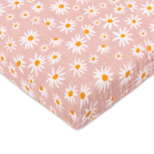 Babyletto All-Stages Midi Crib Sheet in GOTS Certified Organic Muslin Cotton - Daisy