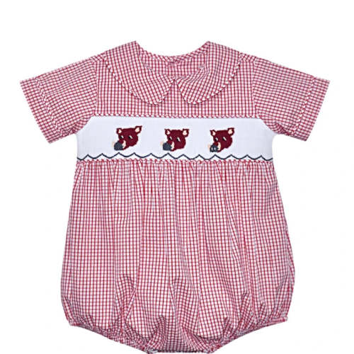 Razorback Red Smocked Boy Bubble