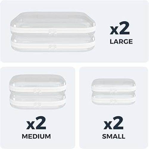 Extra Large 13.7" Durable Clear Hard Shell Zipper Case 6 Pack, 2x Large, 2x Medium, 2x Small, Clear Travel Makeup Case, Hard Plastic Travel Toiletry & Cosmetic Bag, Toy & Make Up Organizer Pouch