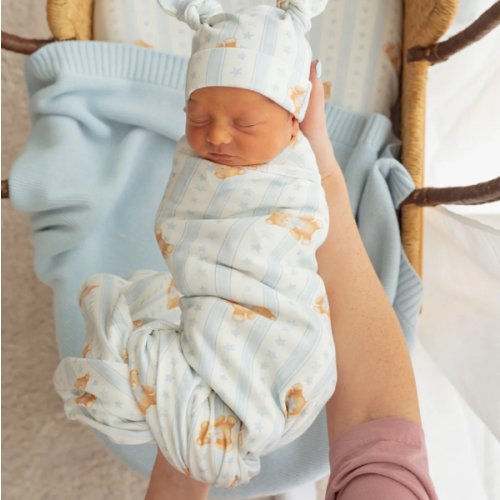 Swaddle Set | Blue Teddies