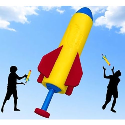 Flying Rocket Toy for Kids, Hand Launch Rocket, STEM Toy for Kids, Outdoor Toys Ages 8 and Up, Backyard & Beach Toys, Birthday Gift for Kids Boys & Girls, Built-in Launcher, No Assembly, No Batteries