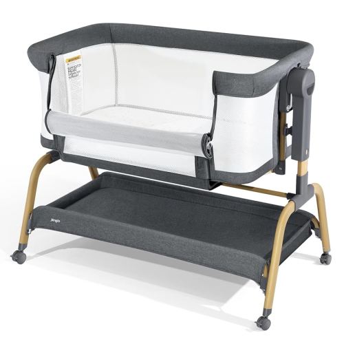 3 in 1 Baby Bassinet, Bedside Bassinet for Baby, Rocking Bassinet with Comfy Mattress and Wheels, 6 Height Adjustable Easy Folding Portable Bedside Crib for Newborn