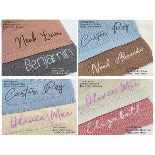 Embroidered Knit Baby Blanket, Personalized Baby Blanket, Custom Baby Name Blanket, Gift for Baby, Baby Shower Gift, Keepsake for Baby