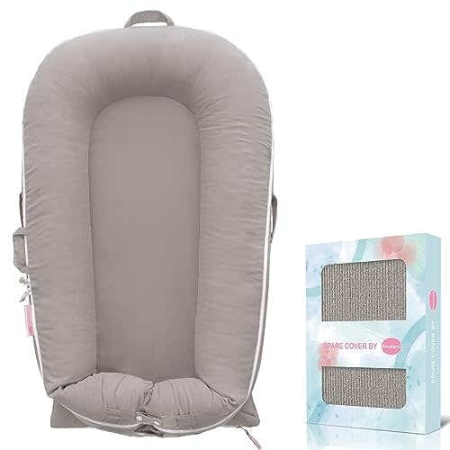 Corduroy Baby Lounger Cover for Dockatot Deluxe + | 100% Cotton Hypoallergenic Newborn Premium Quality Spare Cover(Cover Only) (Grey)
