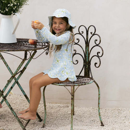 Petal Long Sleeve Swim Dress · Hydrangea | Baby & Girls Swimwear – Petit Playa
