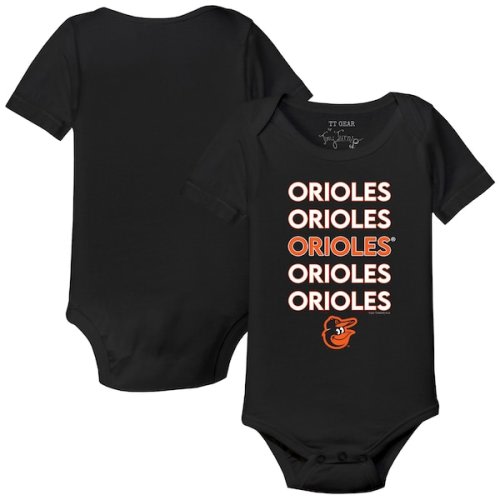 Baltimore Orioles Tiny Turnip Infant Stacked Bodysuit - Black