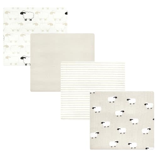 Hudson Baby Unisex Baby Cotton Flannel Receiving Blankets, Taupe Sheep, One Size