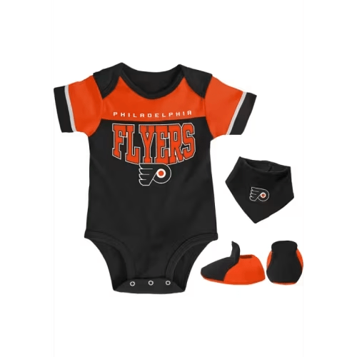 Philadelphia Flyers Baby BLACK Puck Happy One Piece with Bib Set - 133414597
