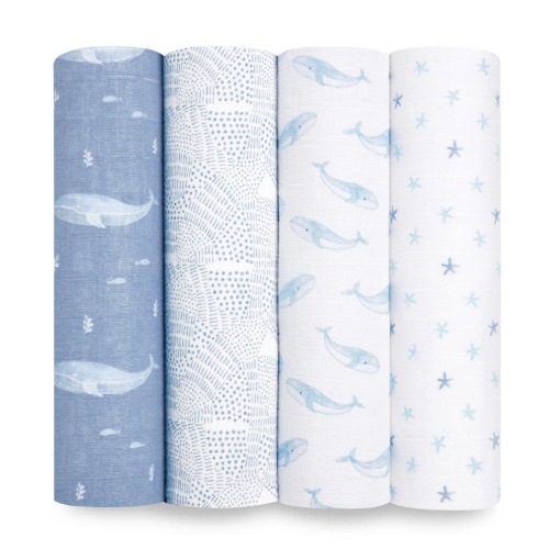 Organic Cotton muslin swaddle blanket 4 pack