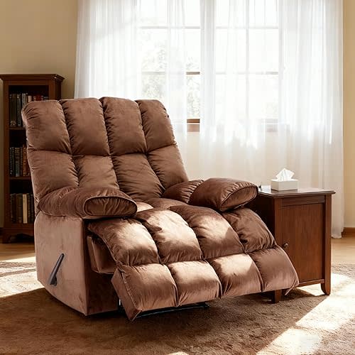 Manual Adjustable Oversized Recliner Chair with Phone Holder, Extra Large Recliner for Heavy Duty Adults 400lbs, Big Man Recliners for Living Room, Nursery, RV