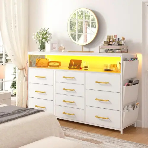 【FathersDayGift】RaybeeFurniture Dresser with 10 Drawers, LED - TikTok Shop