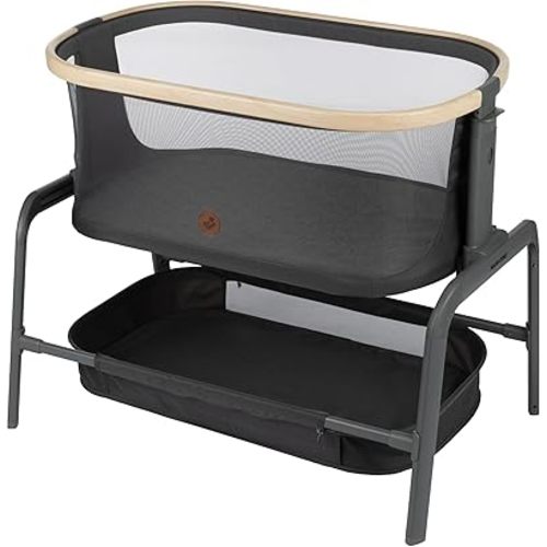 Maxi-Cosi Iora Bedside Bassinet, Infant Sleeper Crib with Adjustable Height, Slide Positions, Breathable Mesh, Storage Basket, Foldable Design with Travel Bag - Beyond Graphite