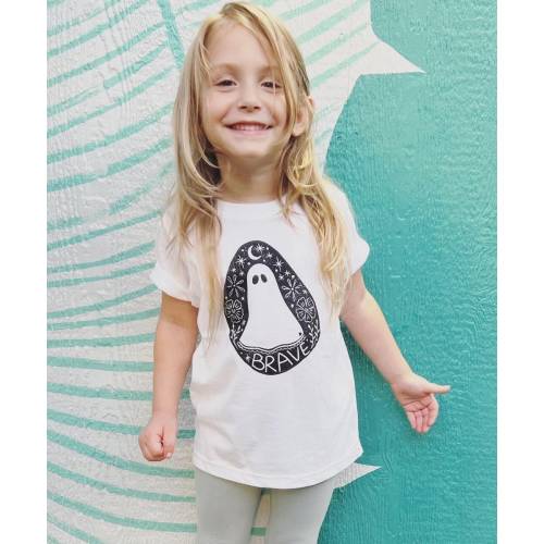 Brave Spirit Kids Tee Shirt, Halloween Kids Shirt, Fall Gift, Ghost shirt, Fall Kids Clothes, Fall Birthday Shirt, Boho Halloween Tee